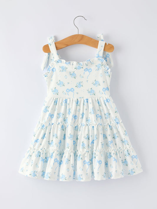 Spring Floral Girls Strap Dress