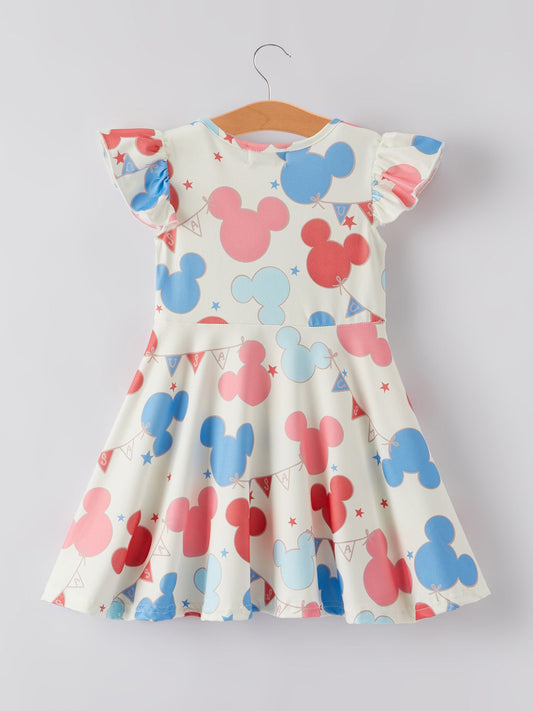 4th of july Cartoon Flag Print Girls Dress