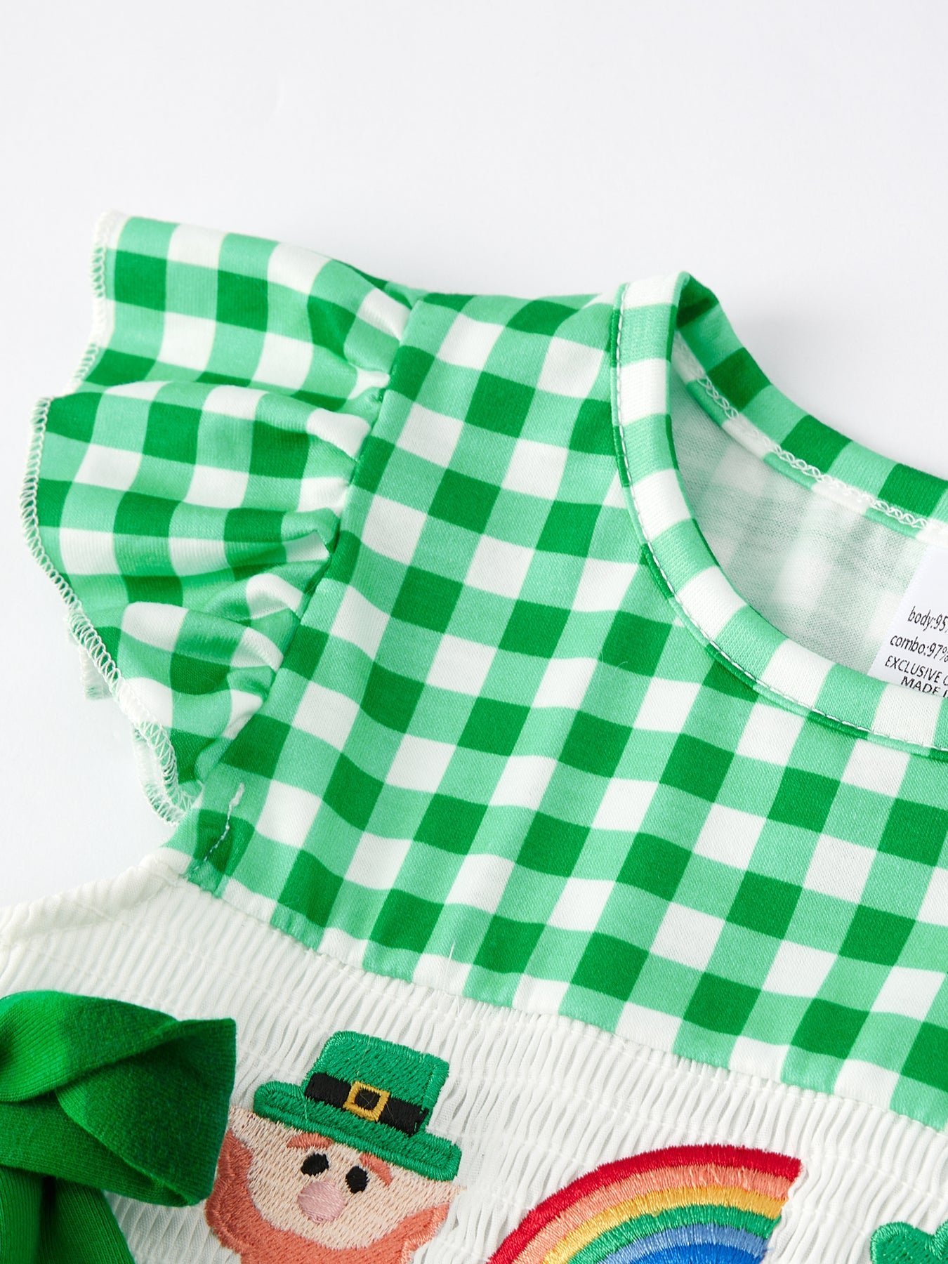 St. Patrick's Day Girls Shamrock Smocking Embroidery Dress