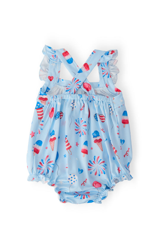 Baby You're a Firework Ruffle Cross Back Romper