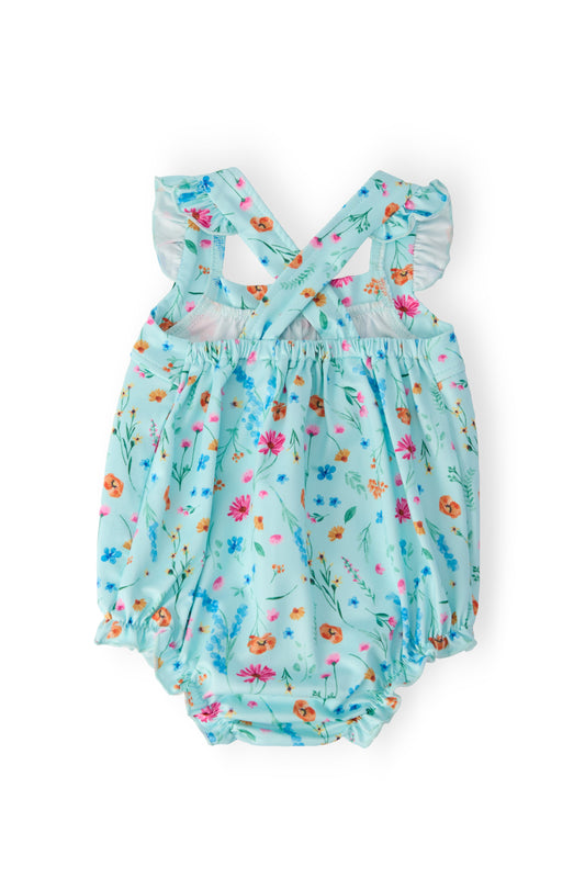 Bluebell Breeze Ruffle Cross Back Romper