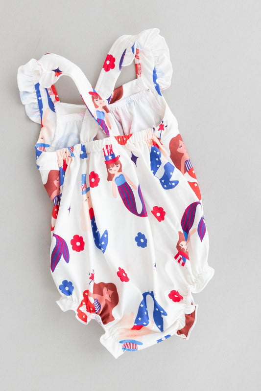 SALE Mer-Made in the USA Ruffle Cross Back Romper