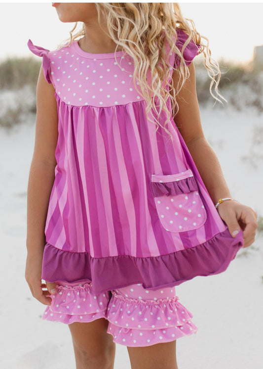 Purple Dot Short Set