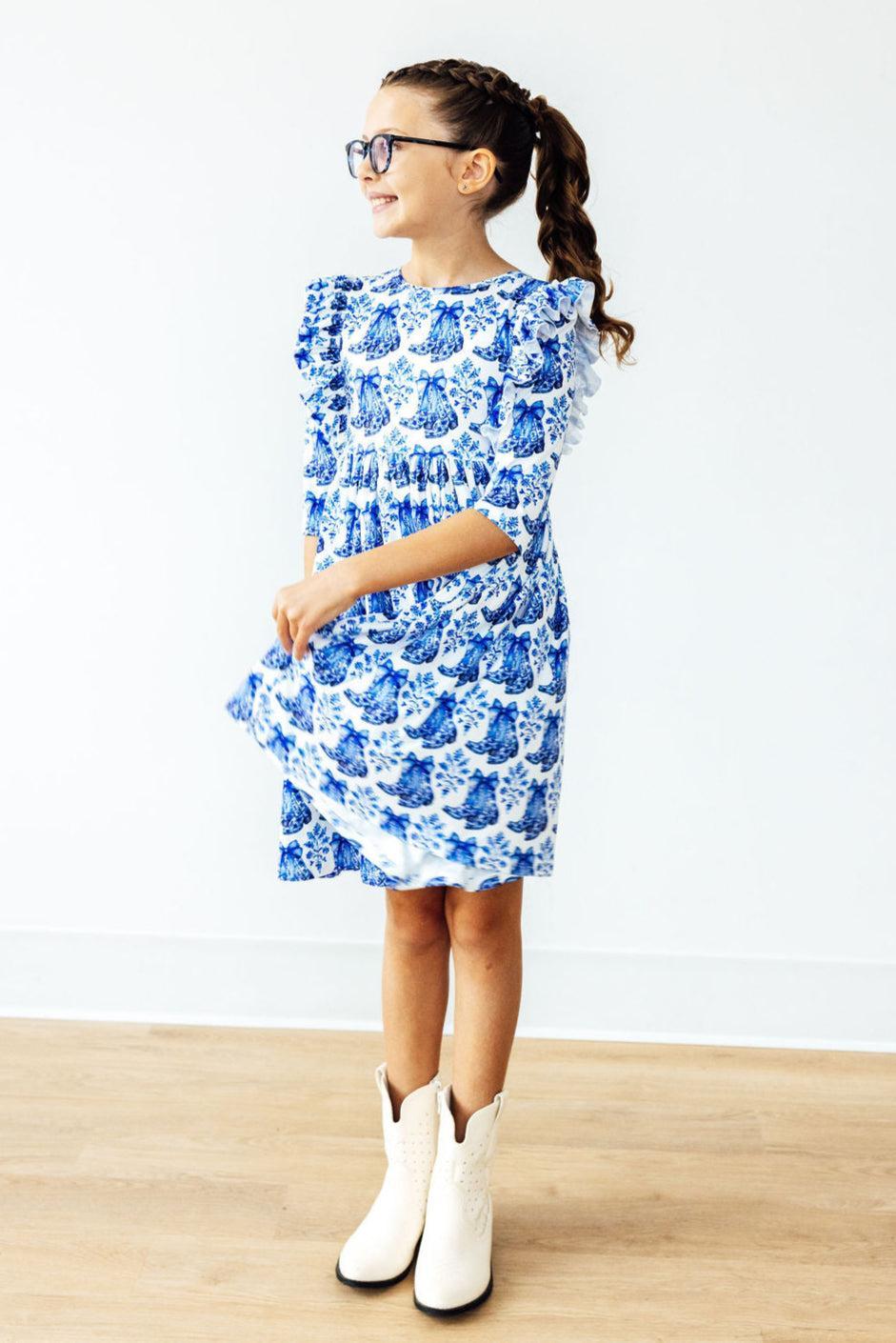 Southern Belle 3/4 Sleeve Ruffle Twirl Dress