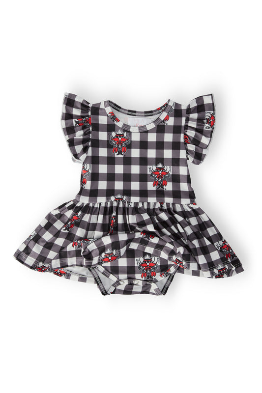 Texas Tech Plaid Raider Red Flutter Twirl Bodysuit