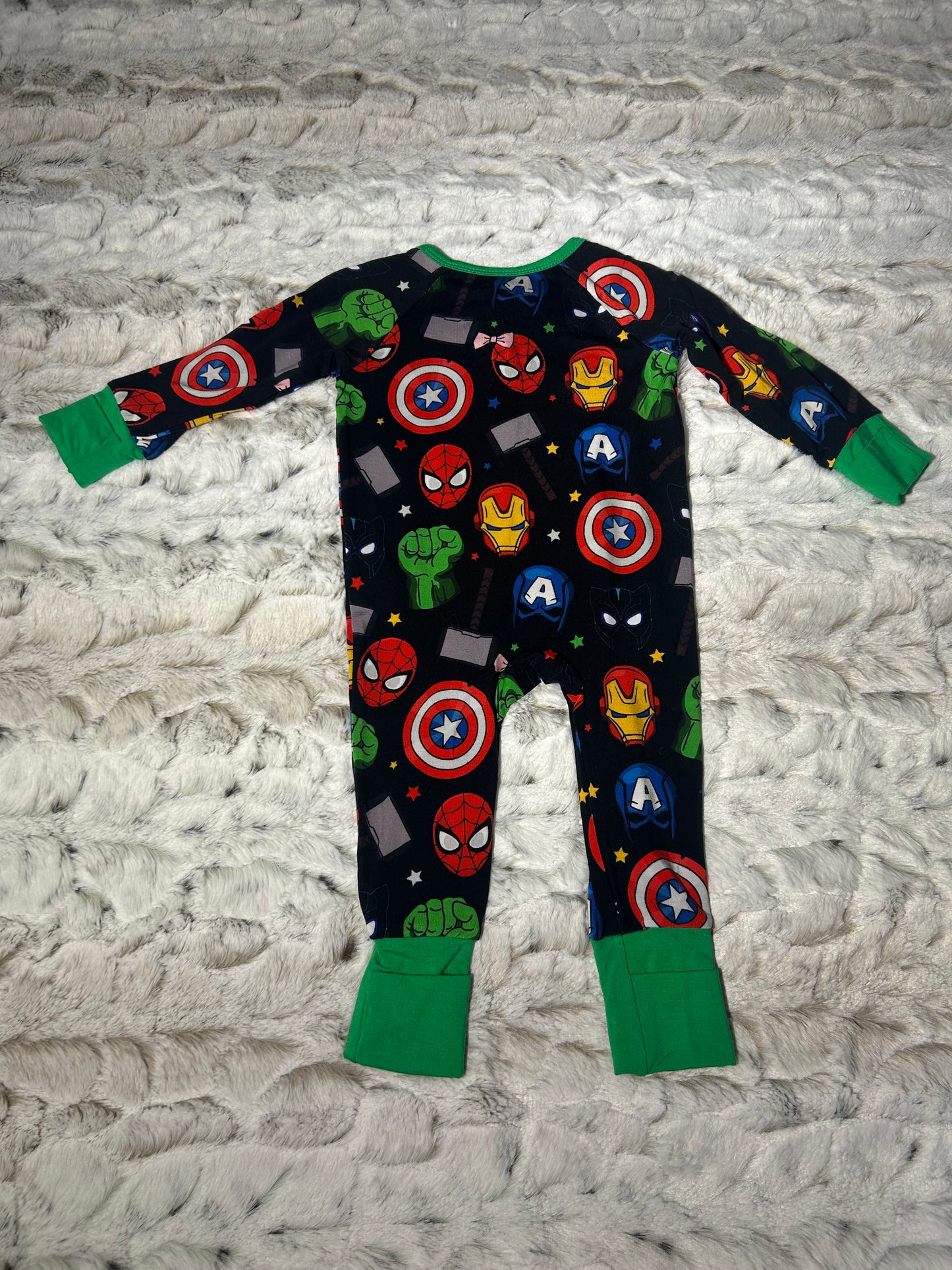 Avengers bamboo zippy green trim