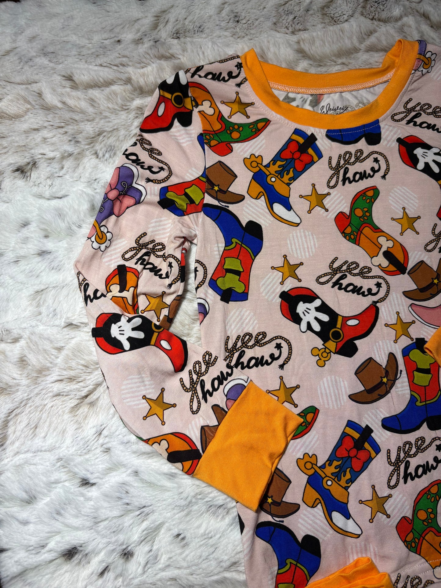 M Mouse Cowboy Cowgirl bamboo 2 piece set