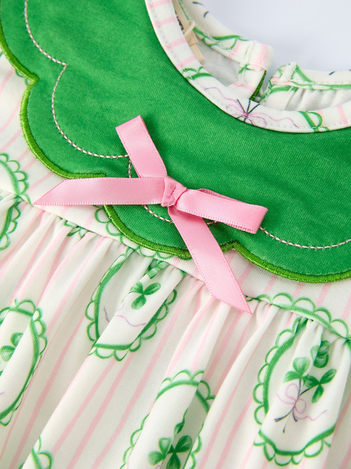 St. Patrick's Day Shamrock Striped Long Sleeve Girl Dress