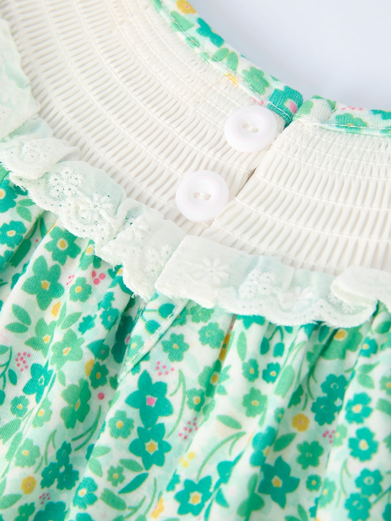 Girls St. Patrick’s Day Shamrock Bow Smocked Dress