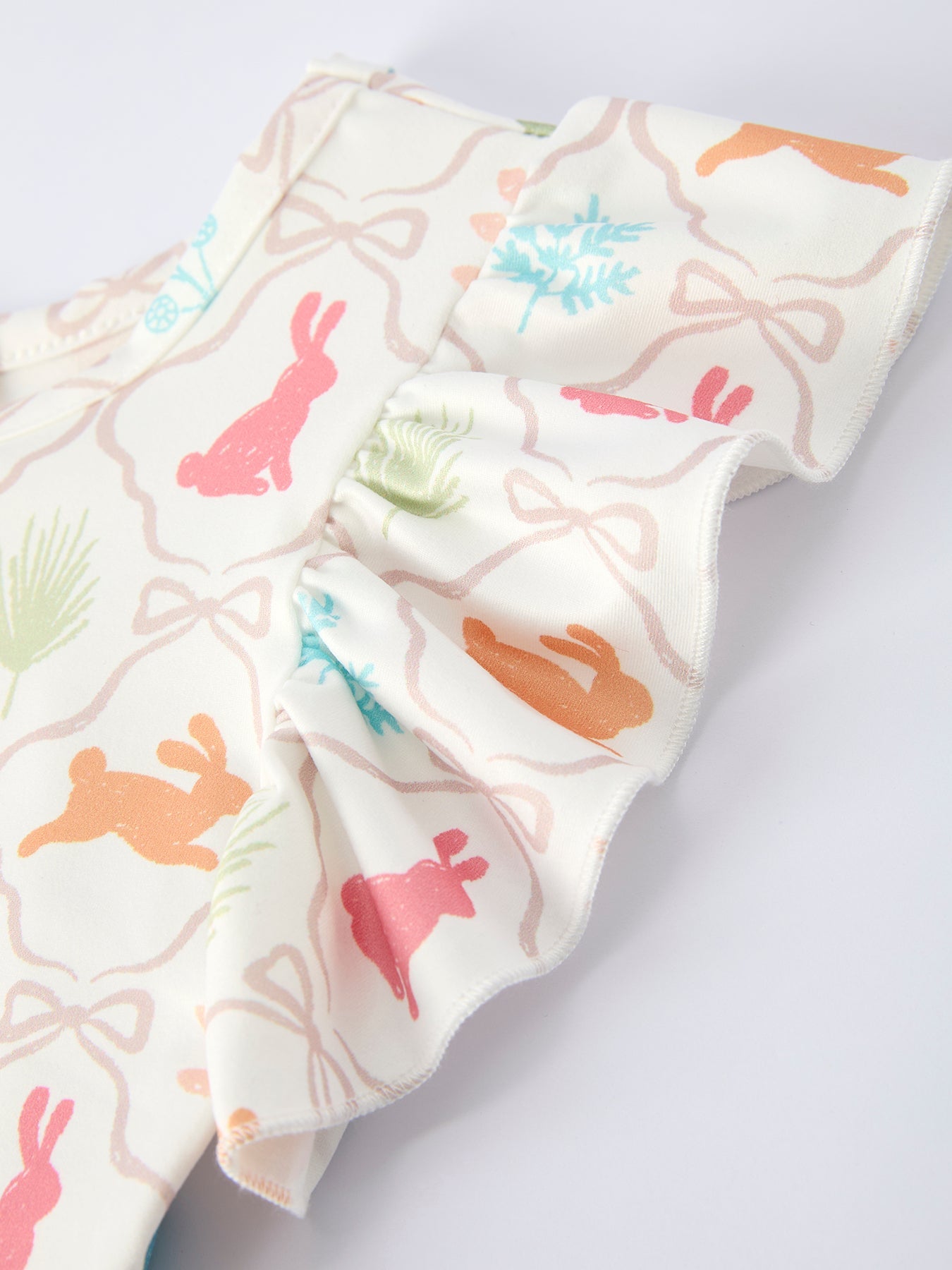 Easter Bunny Print Girls Flutter Sleeve Dress
