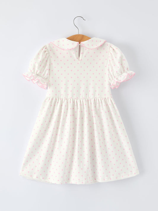Back to School Polka Dot Girls Dress Pencil Bow Applique