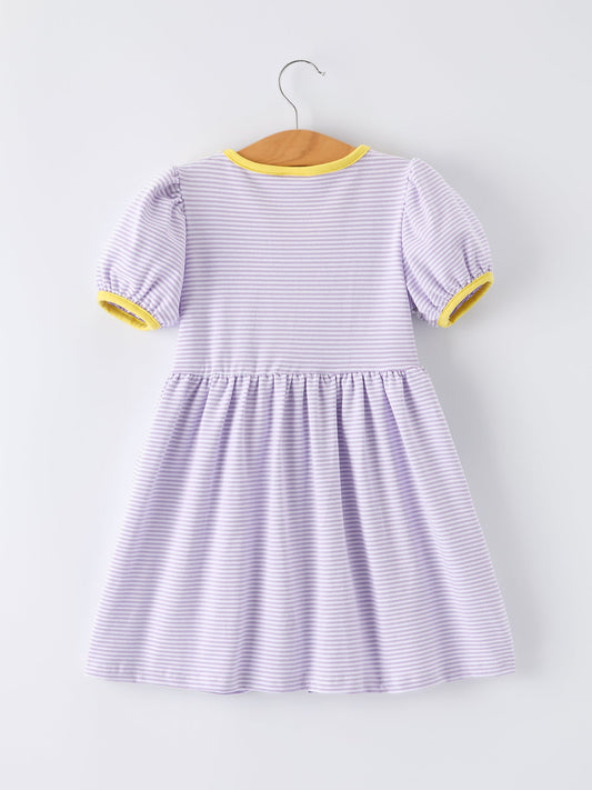 Back to School Bus Applique Ruffle Pocket Girls Dress