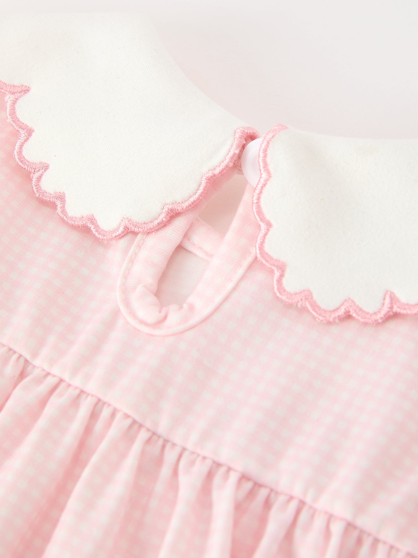 Pink Duck Embroidered Baby Girl Romper Ruffle Collar