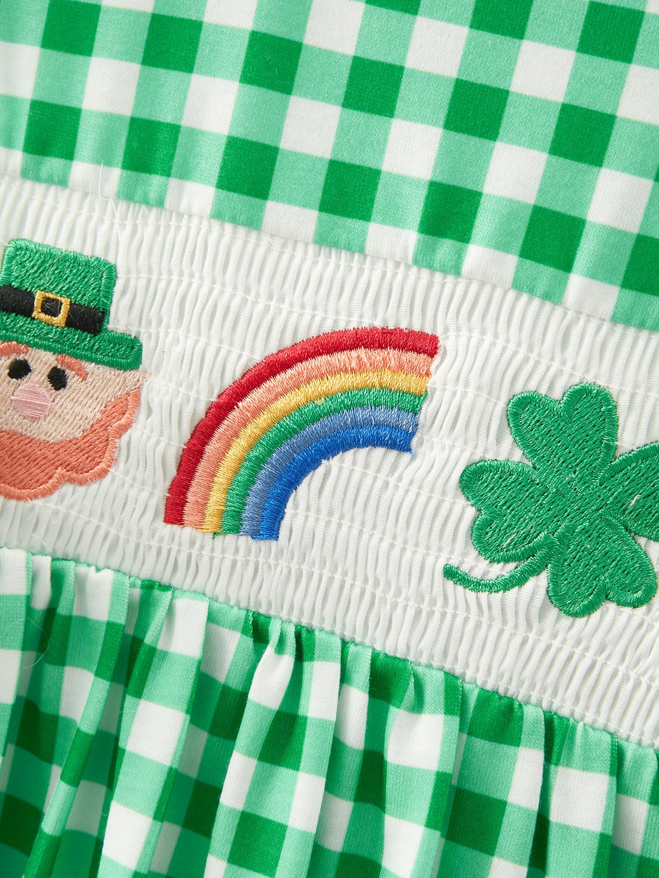 St. Patrick's Day Girls Shamrock Smocking Embroidery Dress