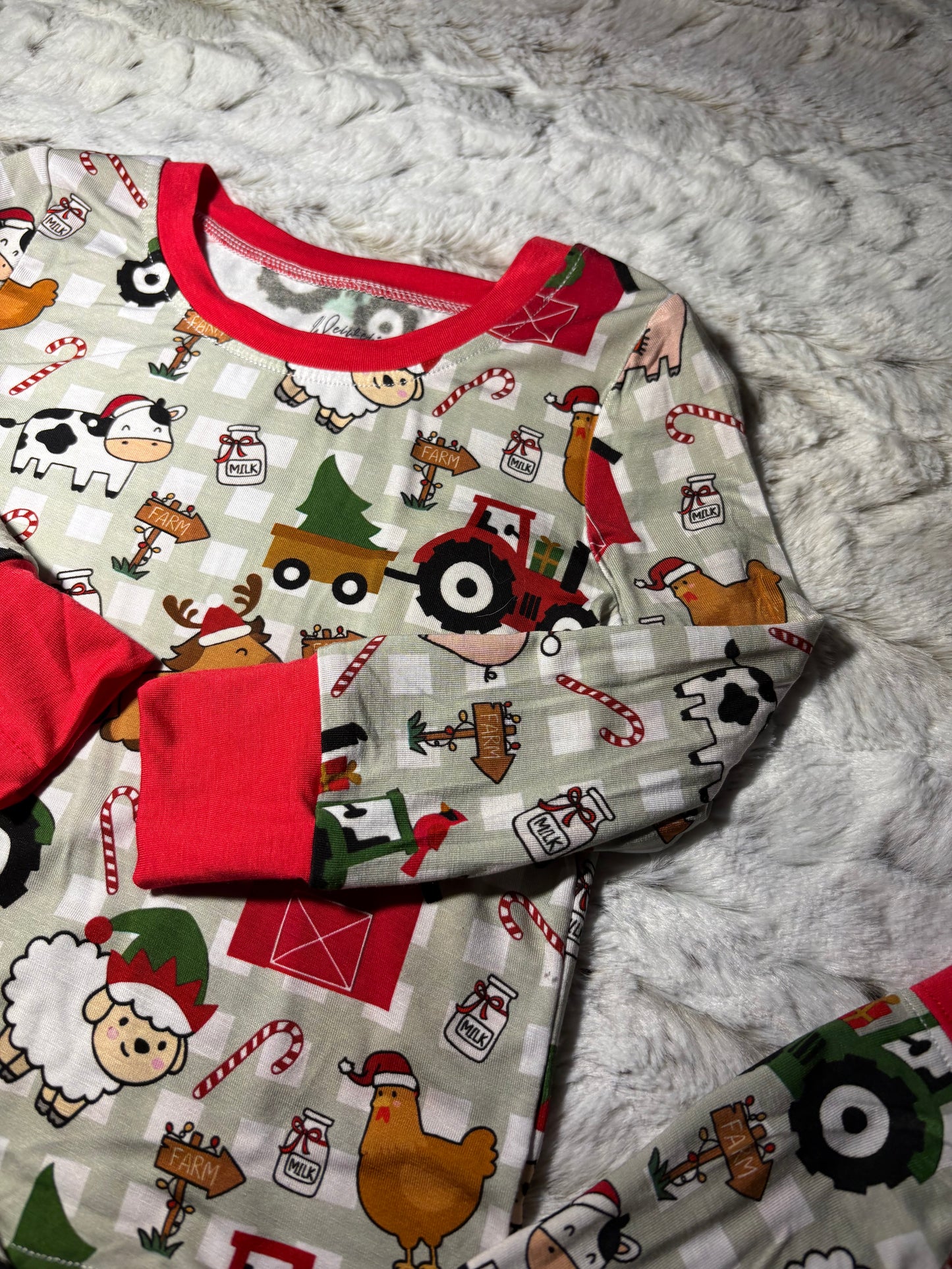 Farm animal Christmas bamboo 2 piece set