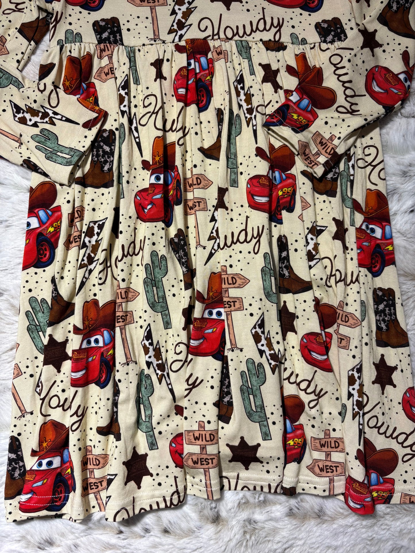 Cars cowboy bamboo Twirl dress 2 piece set