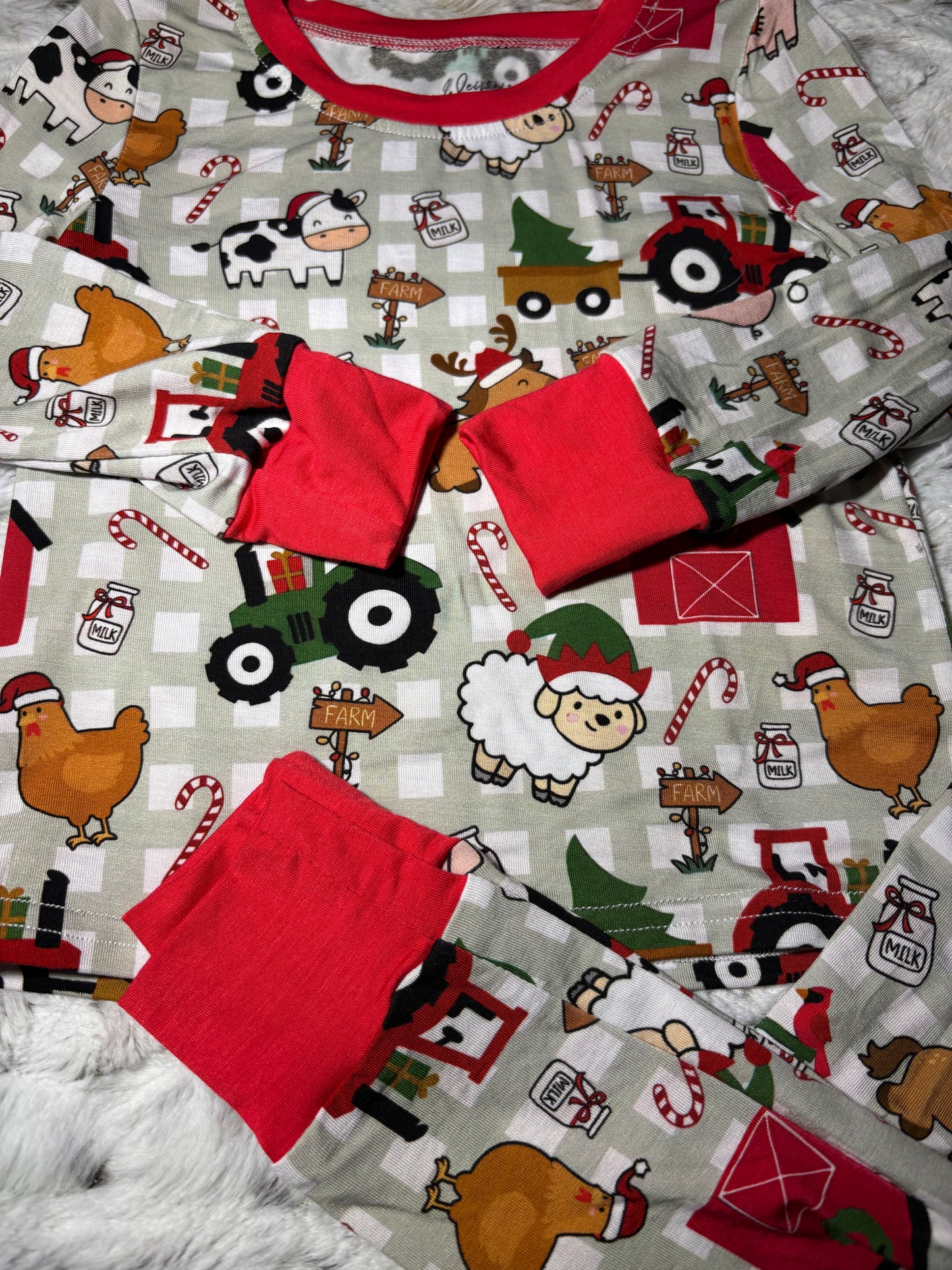 Farm animal Christmas bamboo 2 piece set
