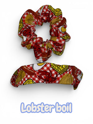 Lobster boil hair scrunchie