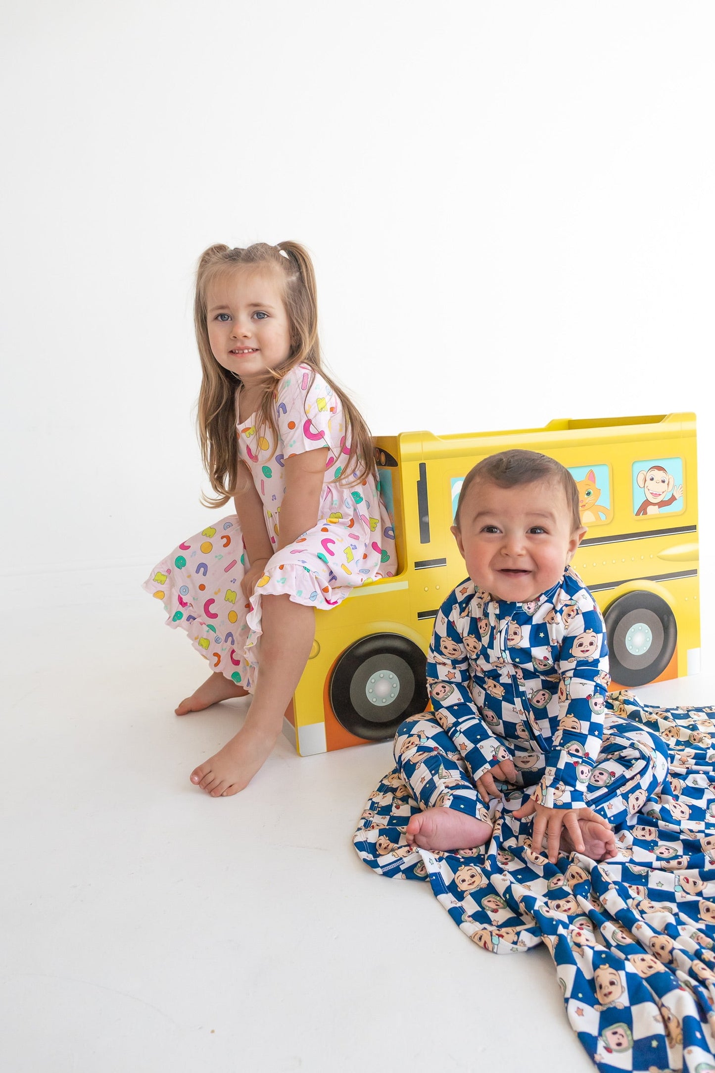 Dream Big Little Co x CoComelon JJ STARRY NIGHT CHECKERS DREAM ROMPER