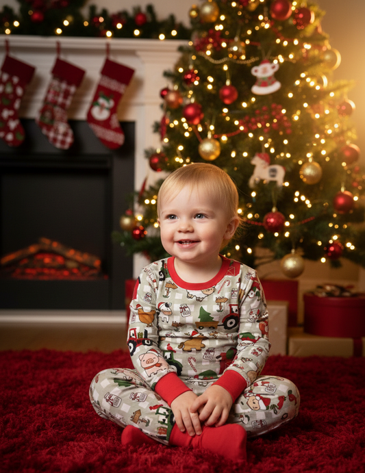 Farm animal Christmas bamboo 2 piece set