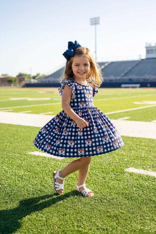 Auburn Plaid Aubie Flutter Twirl Dress