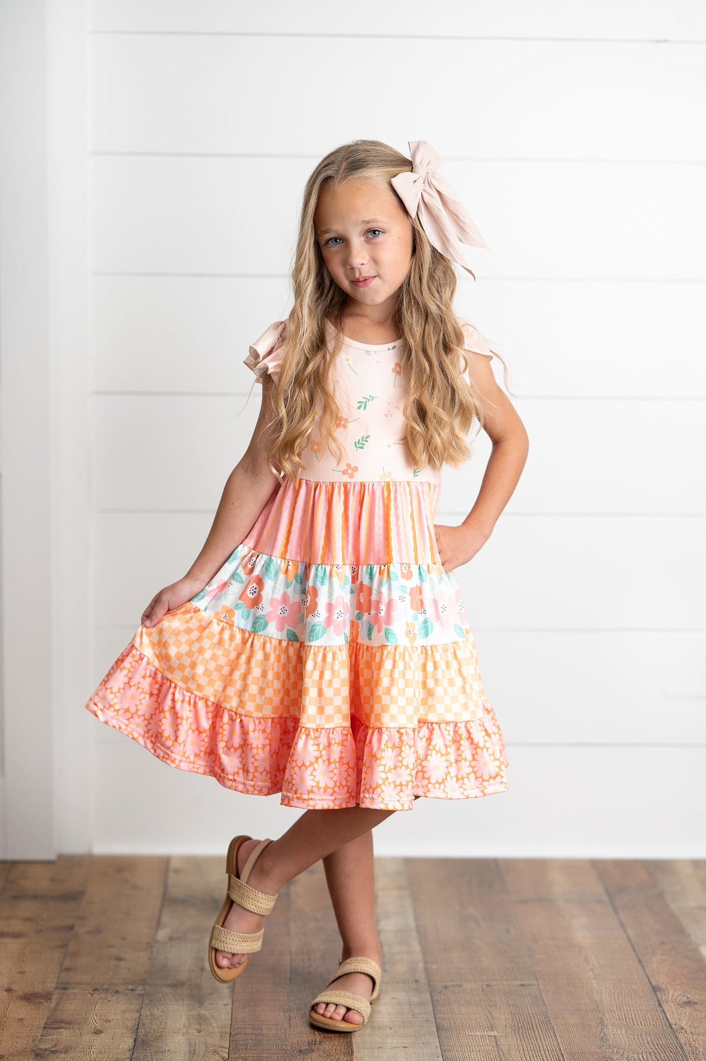Ava Retro Floral Tiered Dress