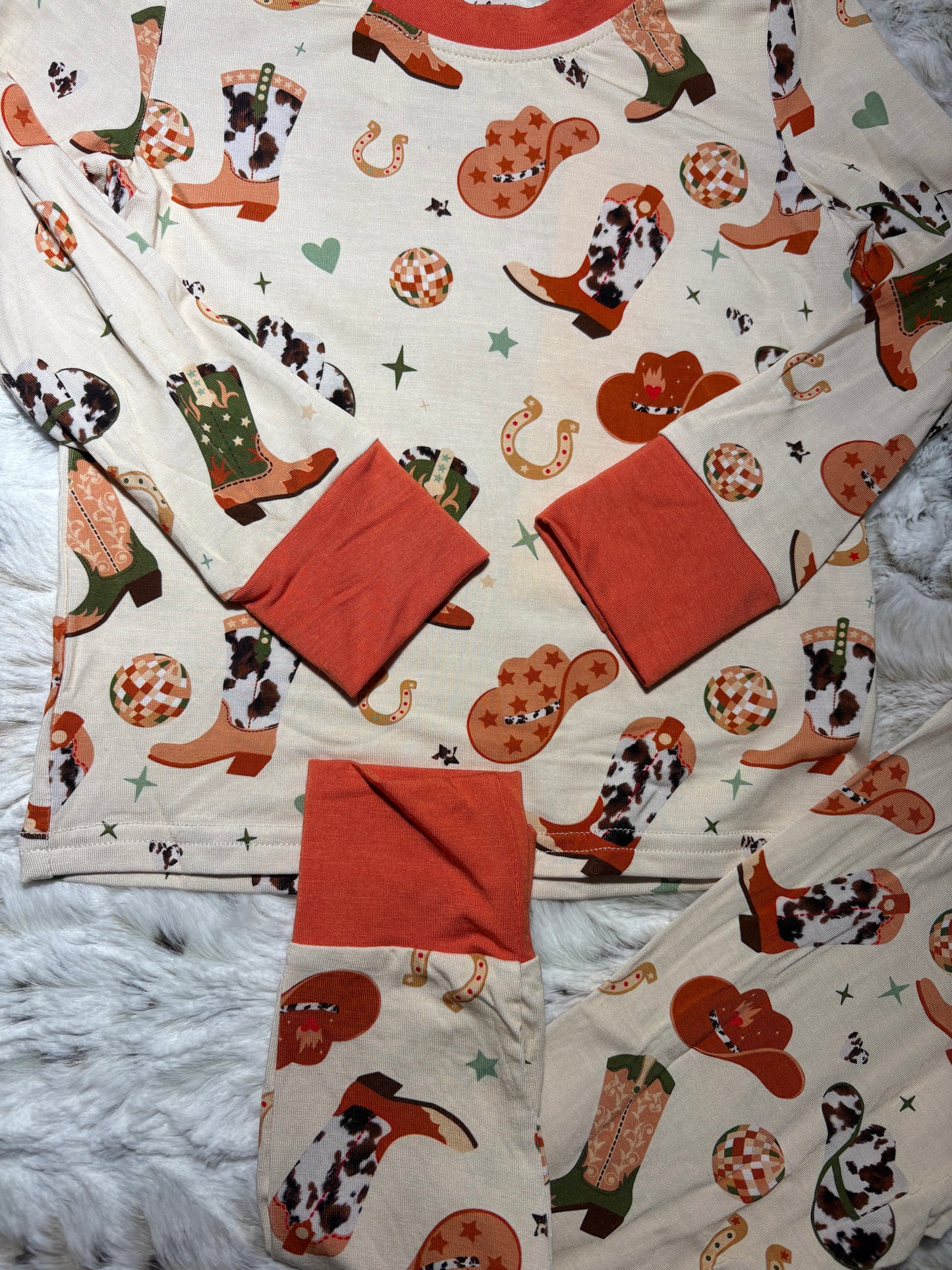 Cowboy Cowgirl bamboo 2 piece set