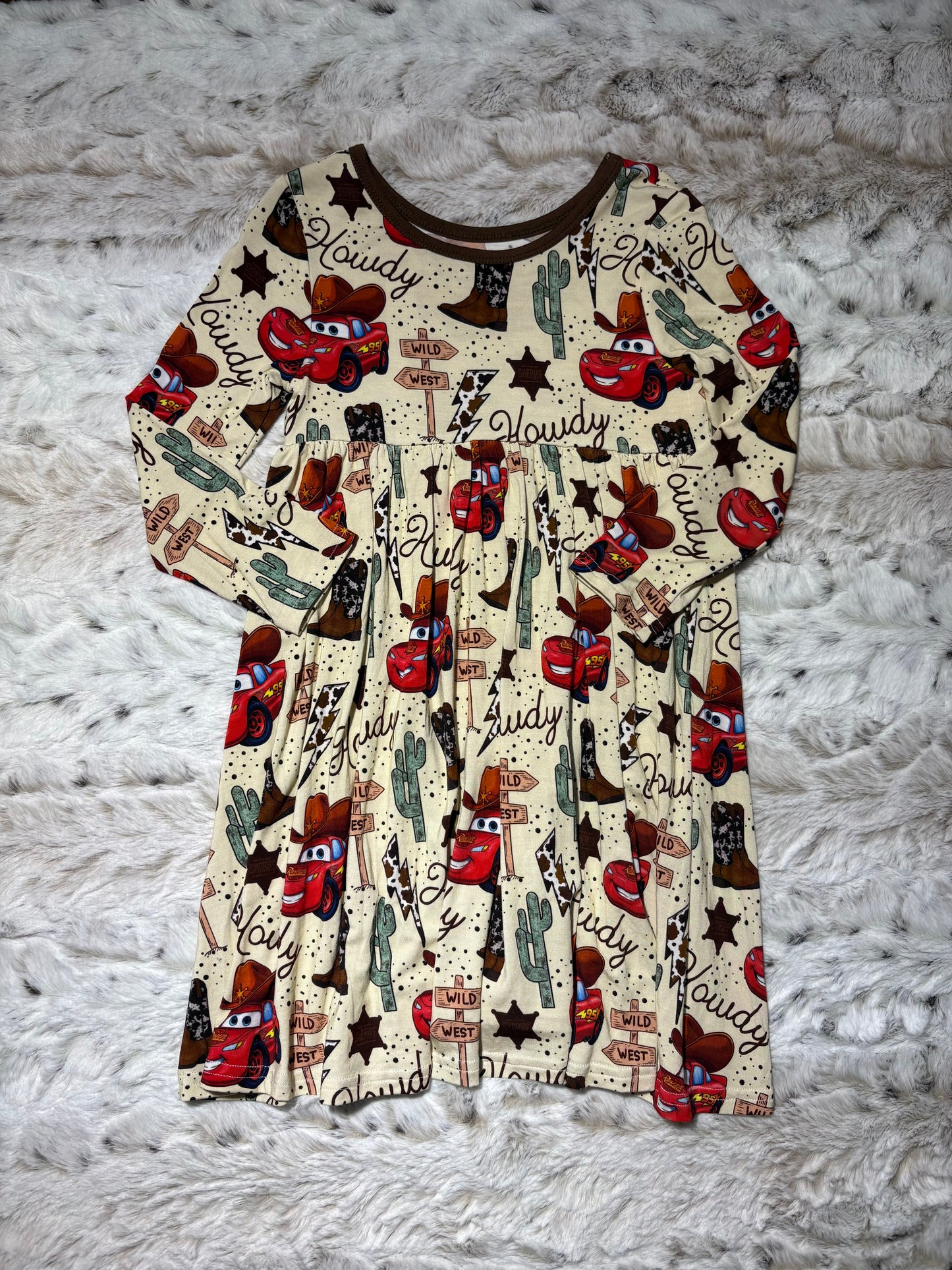 Cars cowboy bamboo Twirl dress 2 piece set