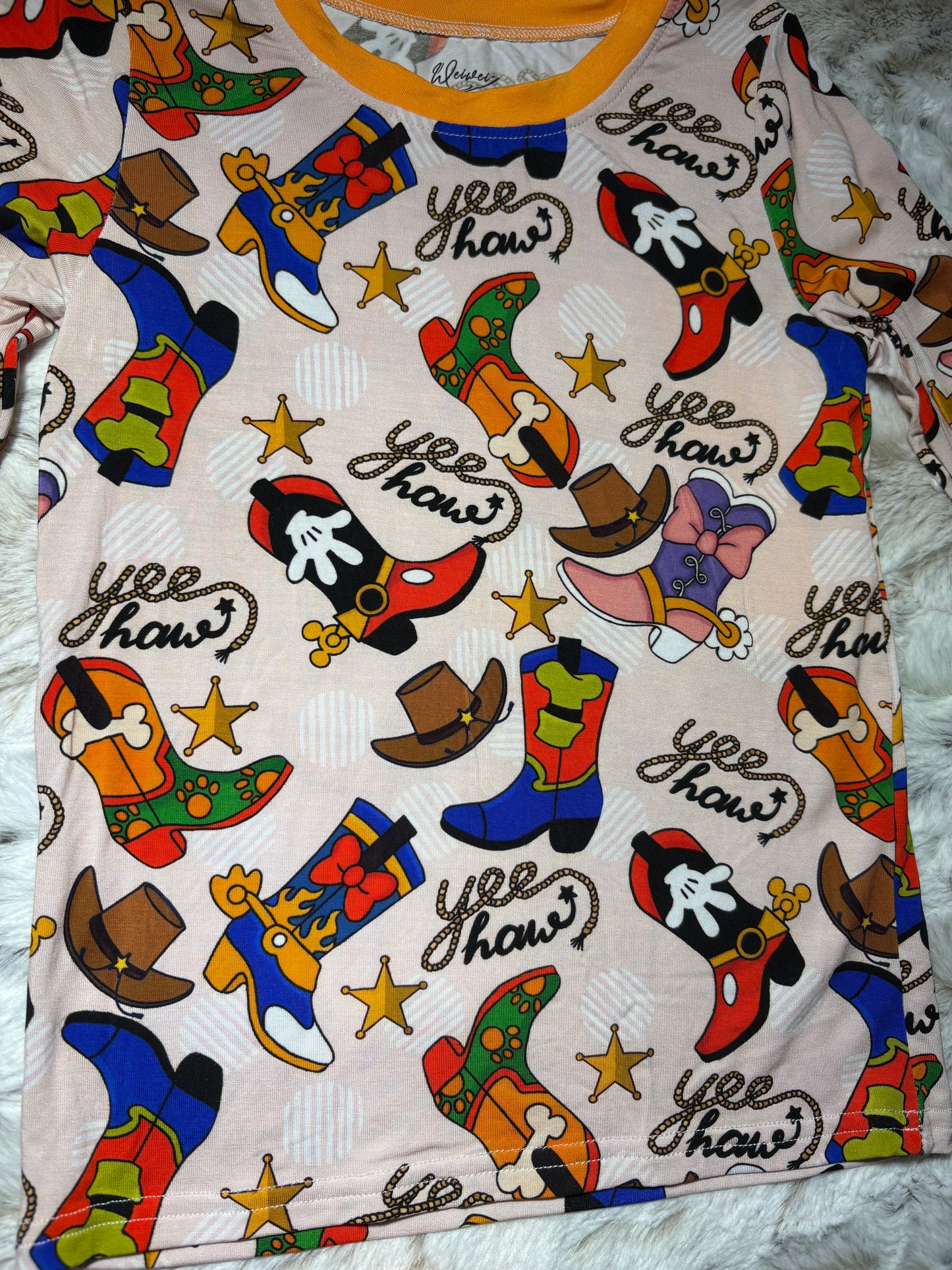 M Mouse Cowboy Cowgirl bamboo 2 piece set