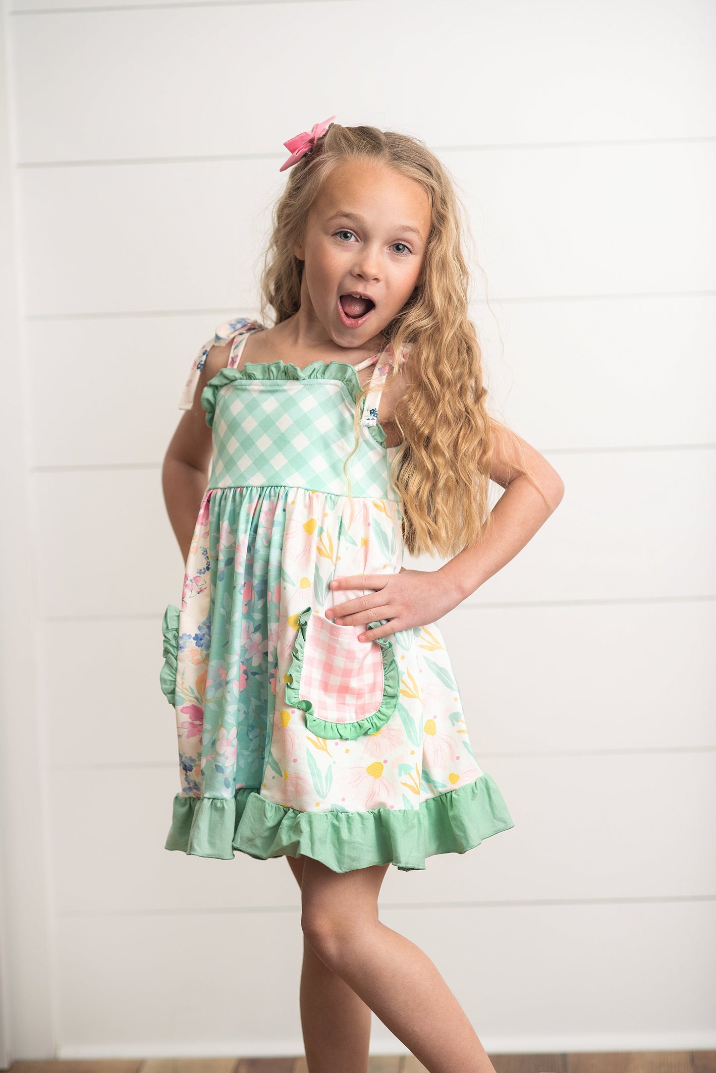 Mint Gingham Pocket Dress