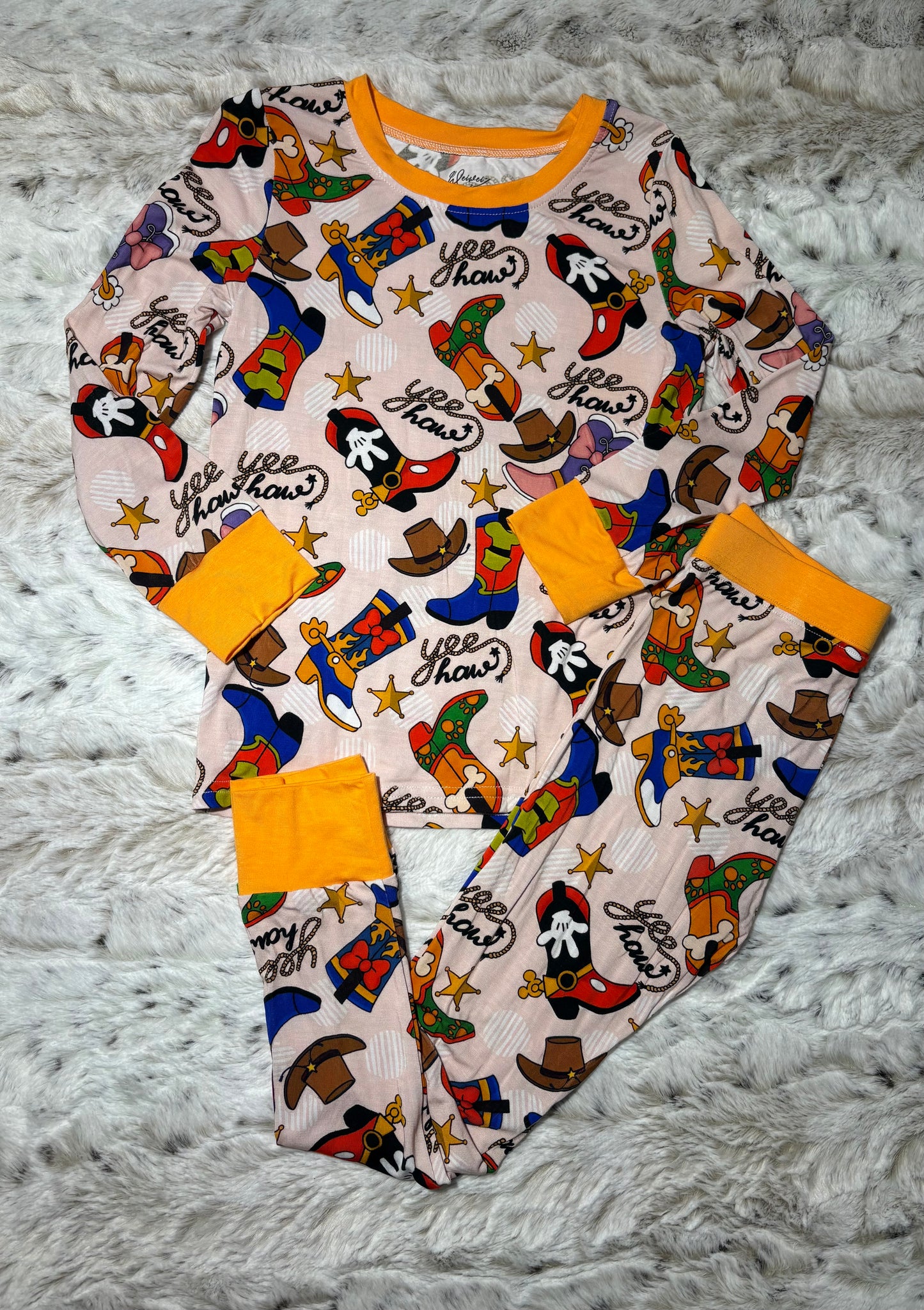 M Mouse Cowboy Cowgirl bamboo 2 piece set