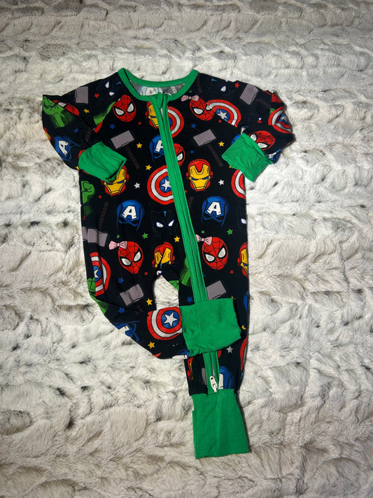 Avengers bamboo zippy green trim