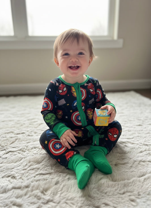 Avengers bamboo zippy green trim