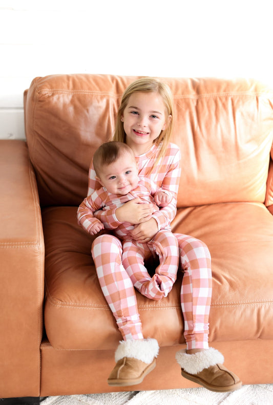 CORAL GINGHAM | TWO PIECE SET