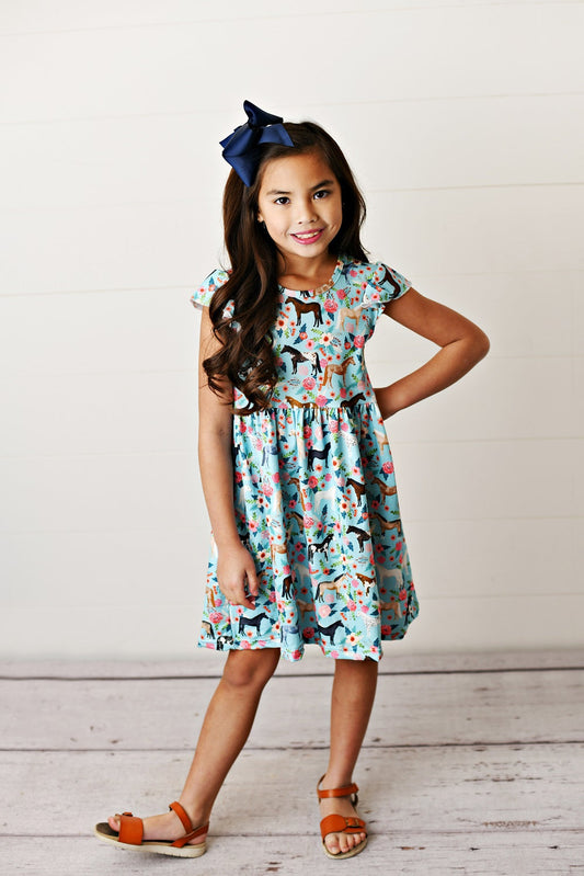 Claire Horse Flutter Dress