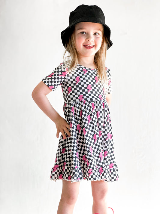 FIERCE CHECKZZZ DREAM RUFFLE DRESS