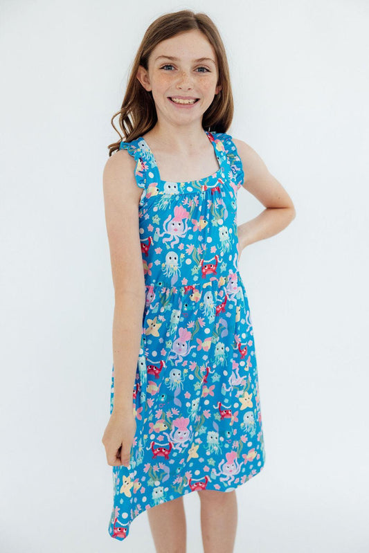 Jellyfish Jamboree Ruffle Cross Back Dress