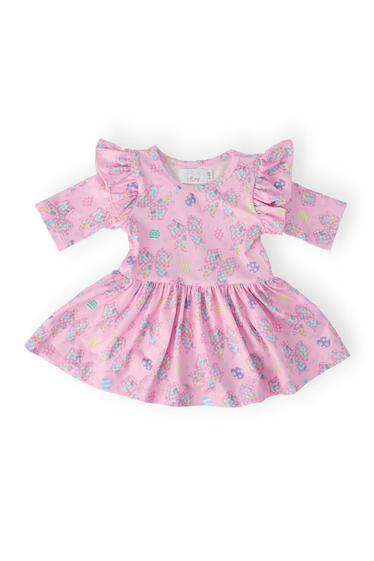 Little Bow Peeps 3/4 Sleeve Twirl Flutter Bodysuit