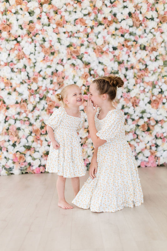 Marvelous Marigolds Smocked Ruffle Dress