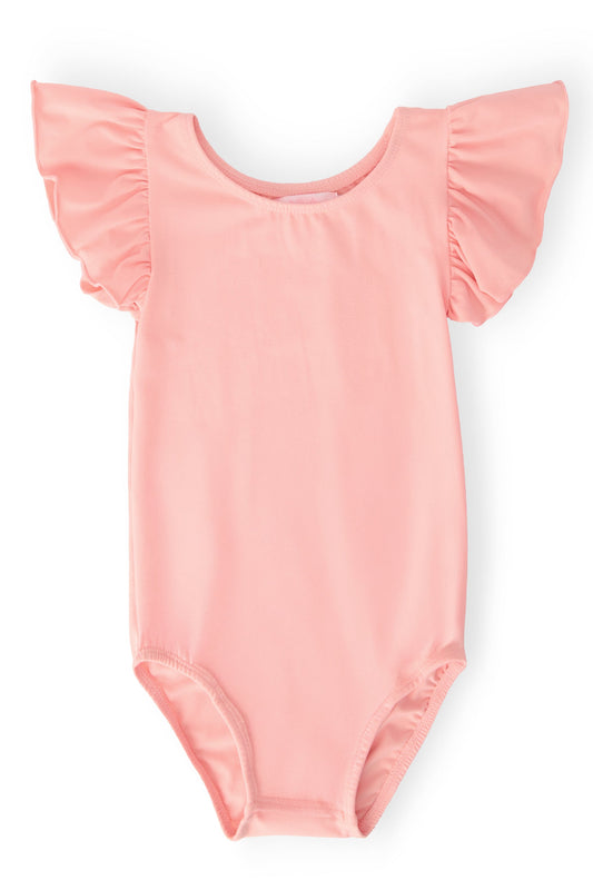Peach S/S Flutter Sleeve Leotard