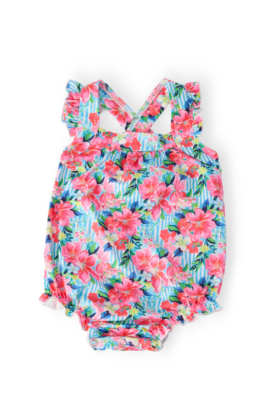 Petals in Paradise Ruffle Cross Back Romper