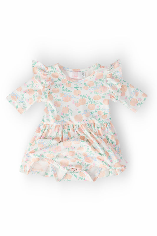 Pretty Pumpkins Twirl Flutter Bodysuit