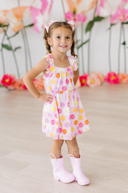 SALE Daisy Doodles Ruffle Cross Back Dress