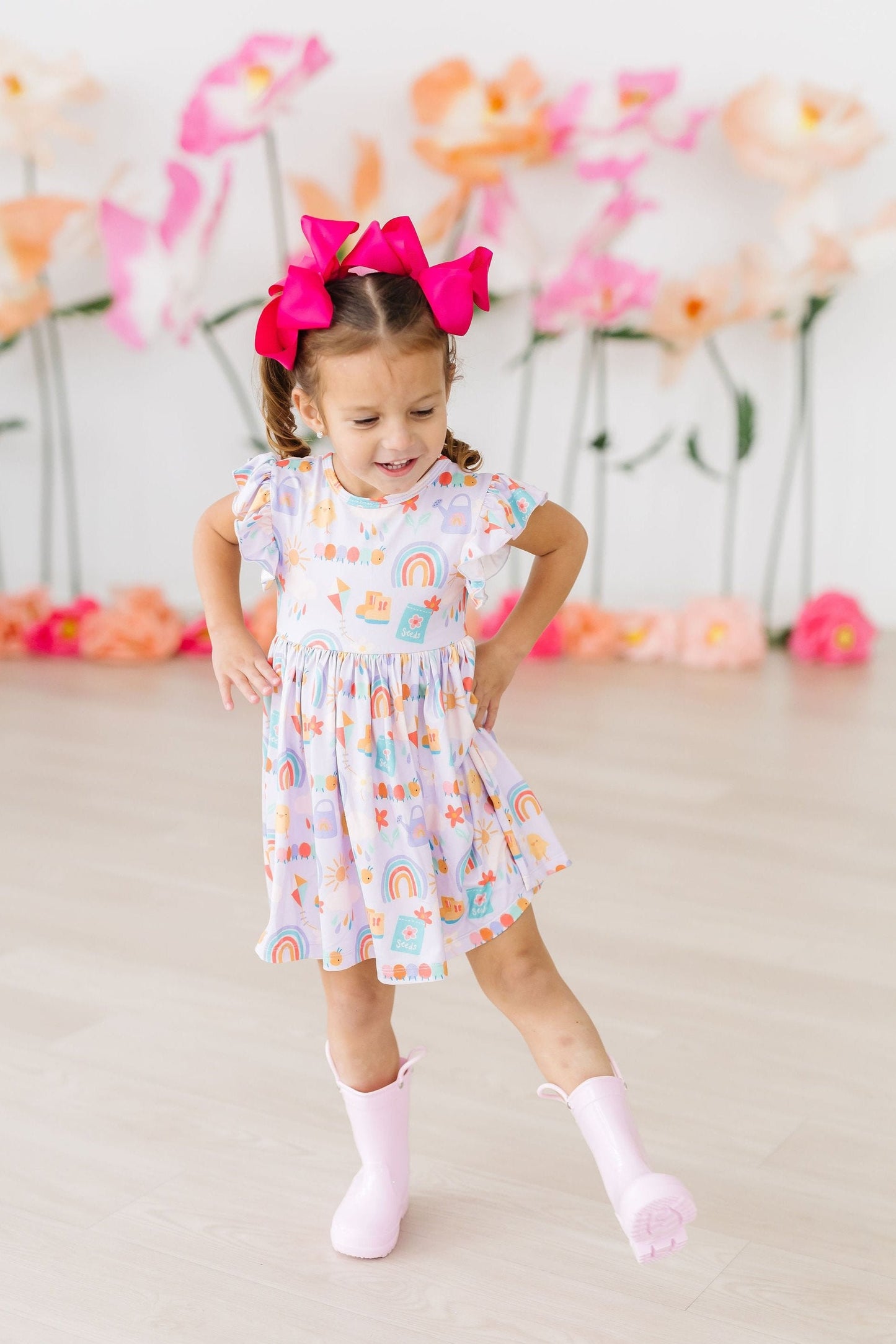 SALE Rainy Day Flutter Sleeve Twirl Dress
