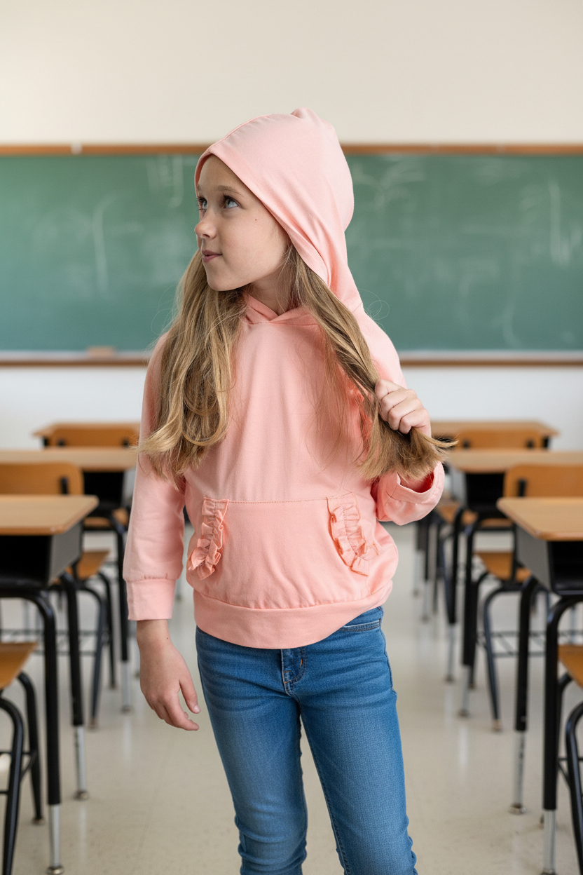 Blush Ruffled Hoodie Top