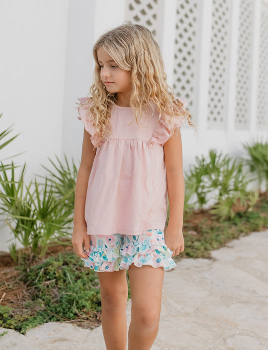 Blush Pastel Floral Short Set