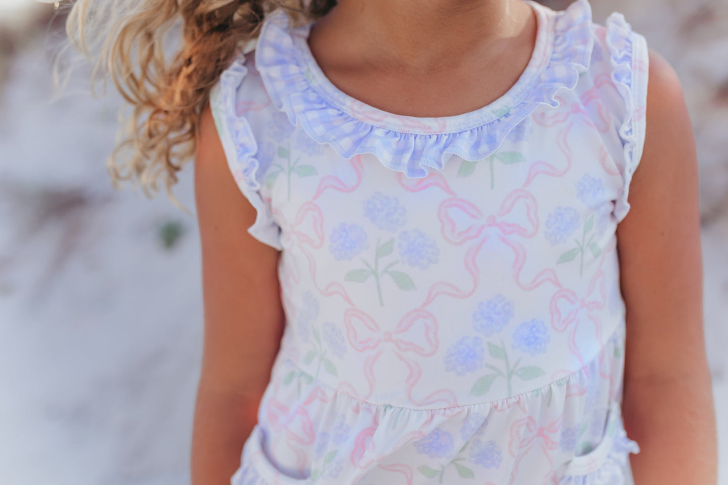 Lavender Check & Bow Short Set
