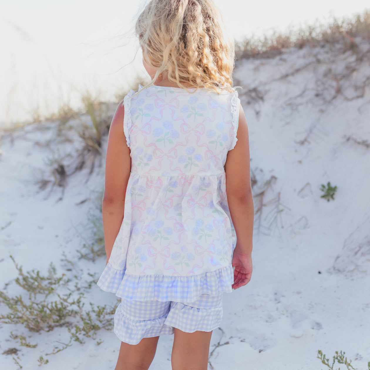 Lavender Check & Bow Short Set
