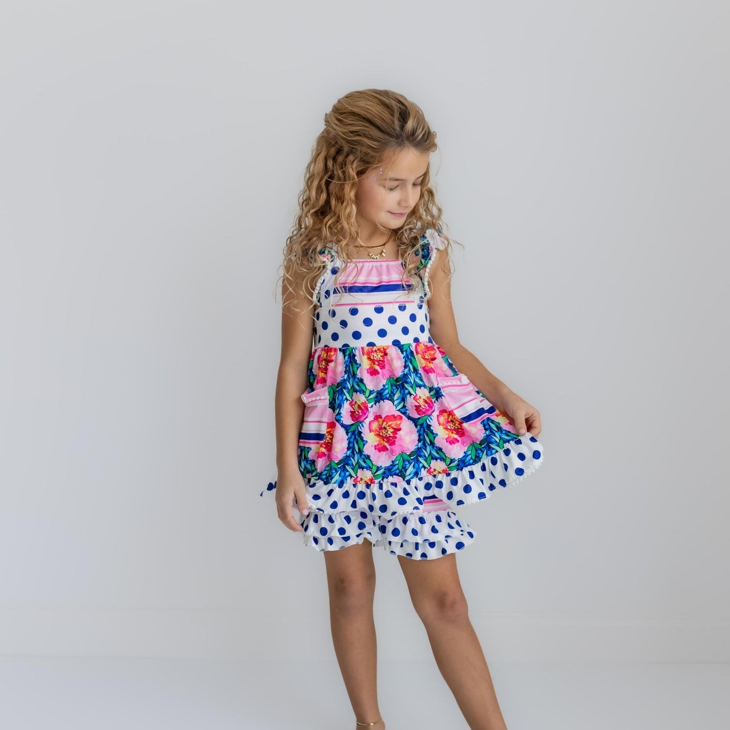 Navy Polka Dot Set