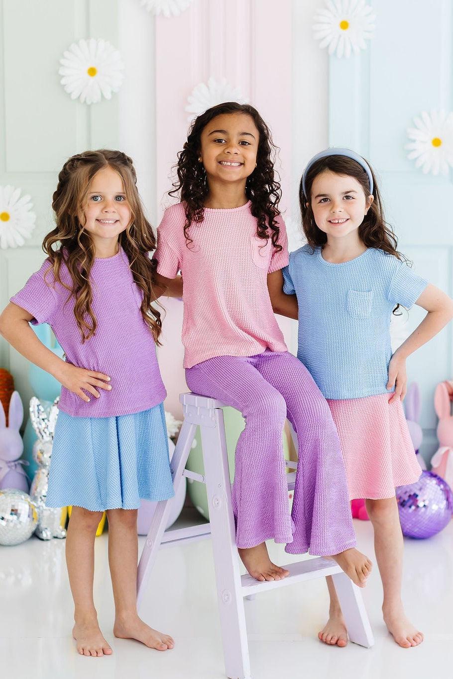 Bright Lilac Scrunchy Pocket Tee